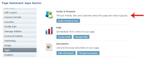 Page Dashboard: Apps Section