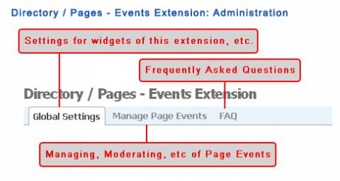 Directory / Pages - Events Extension: Administration