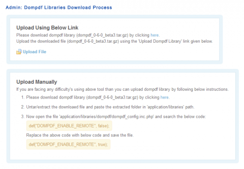 Admin: Dompdf Libraries Download Process