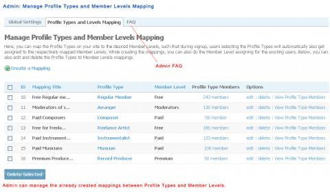 Admin: Manage Profile Types and Member Levels Mapping