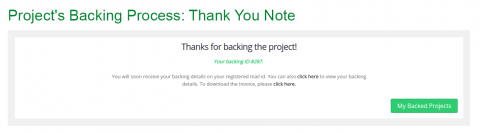 Proejct's Backing Process: Thank You Note