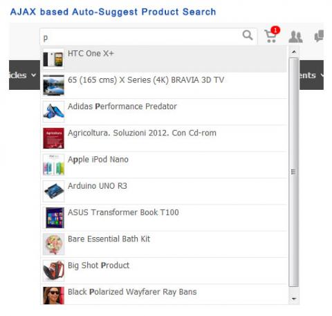 AJAX based Auto-Suggest Product Search 