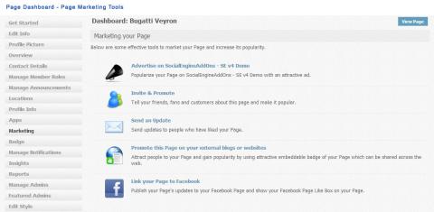 Page Dashboard - Page Marketing Tools