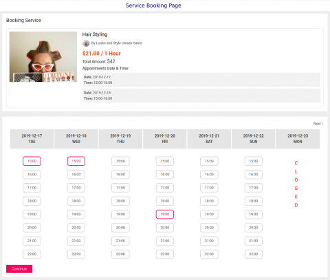 Service Booking Page