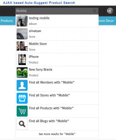 AJAX based Auto-Suggest Product Search