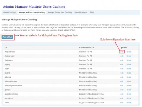 Admin: Manage Multiple Users Caching