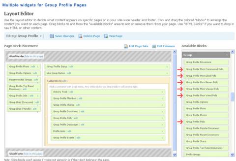 Multiple widgets for Group Profile Pages
