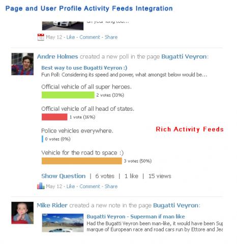 Page and User Profile Activity Feeds Integration