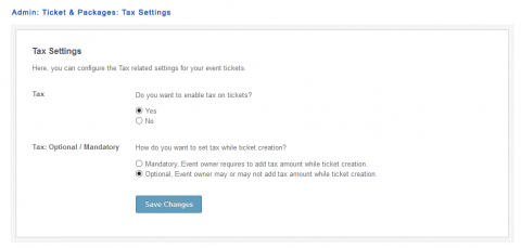 Admin: Ticket & Packages: Tax Settings