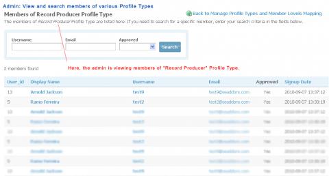 Admin: View and search members of various Profile Types