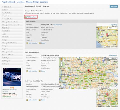 Page Dashboard - Locations - Manage Multiple Locations