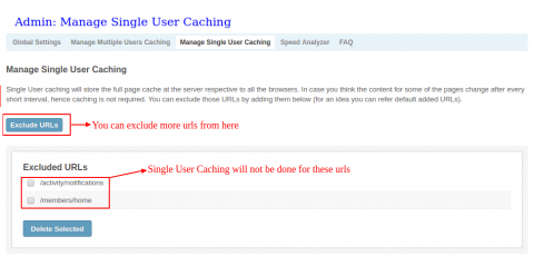 Admin: Manage Single User Caching