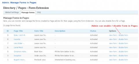 Admin: Manage Forms in Pages