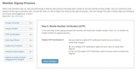Sign Up Process: OTP Verification