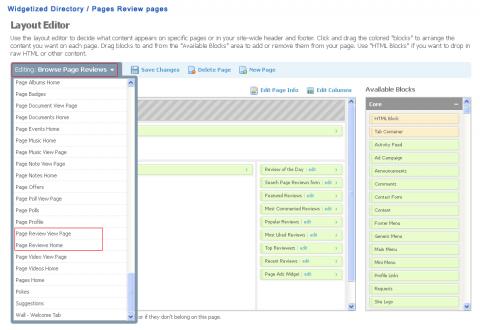 Widgetized Directory / pages Review Pages