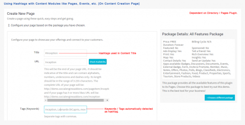 Using Hashtags with Content Modules like Pages, Events, etc. [On Content Creation Page] 