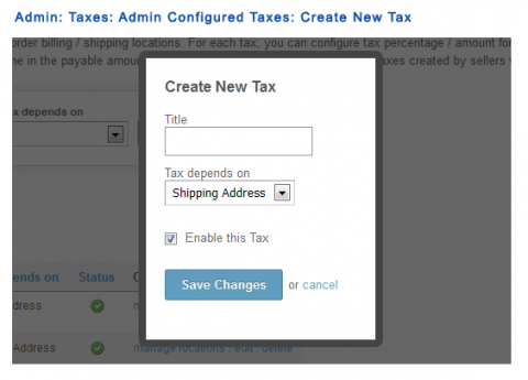 Admin: Taxes: Admin Configured Taxes: Create New Tax