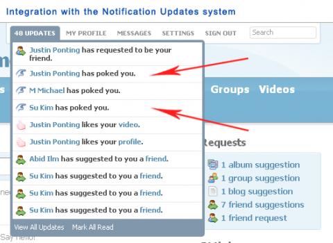 Integration with the Notification Updates system