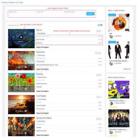 Browse Playlists (List View)