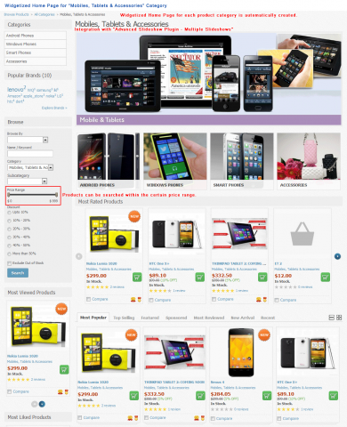 Widgetized Home Page for “Mobiles, Tablets & Accessories” Category 
