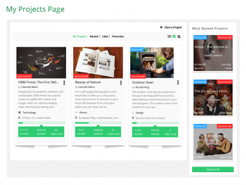 My Projects Page