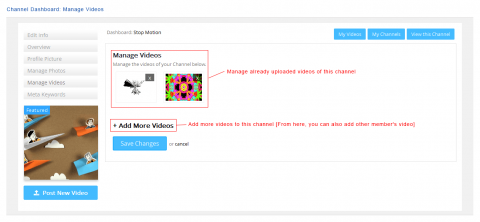 Channel Dashboard: Manage Videos